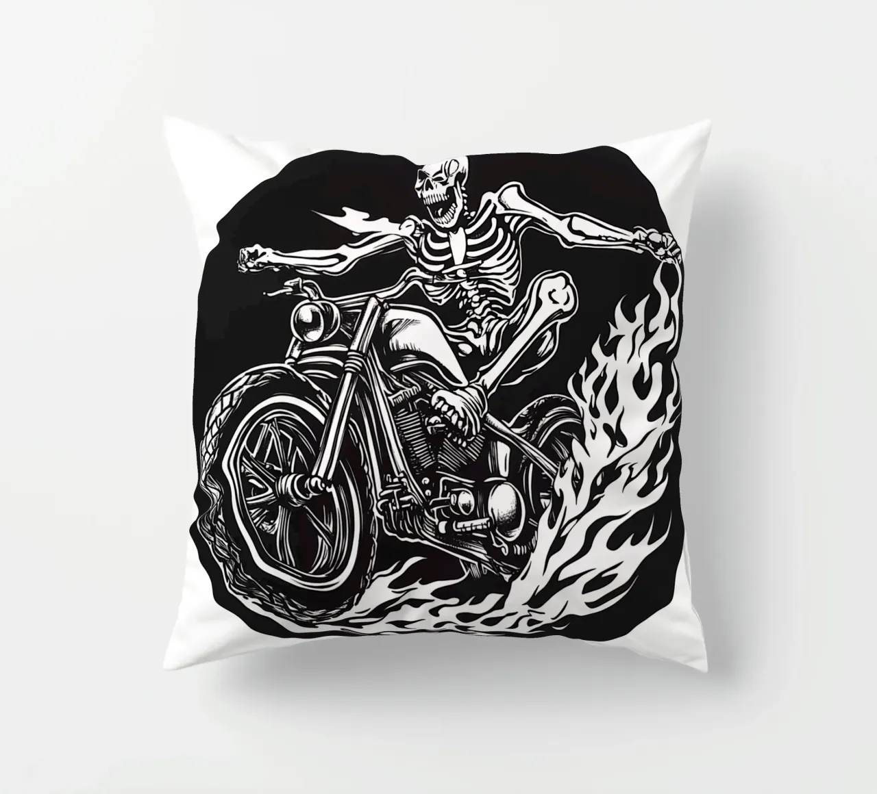 Skeleton Biker | Il teschio incontra la storia d'amore in autostrada cuscino da Autofocus