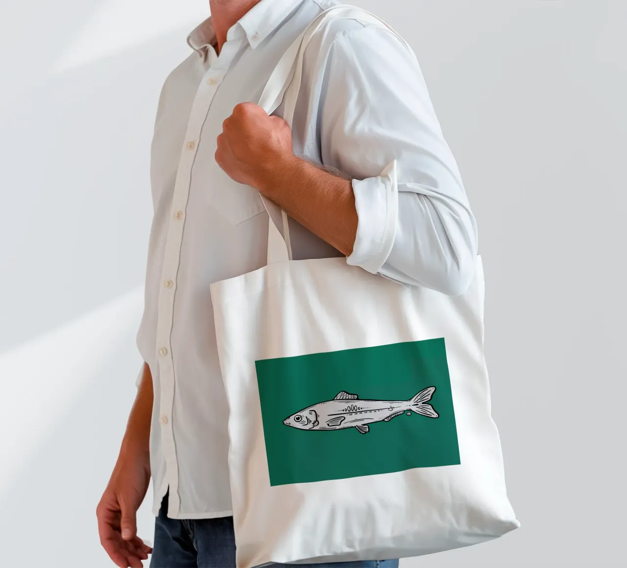 Fish in the green borsa in juta da STFI.studio
