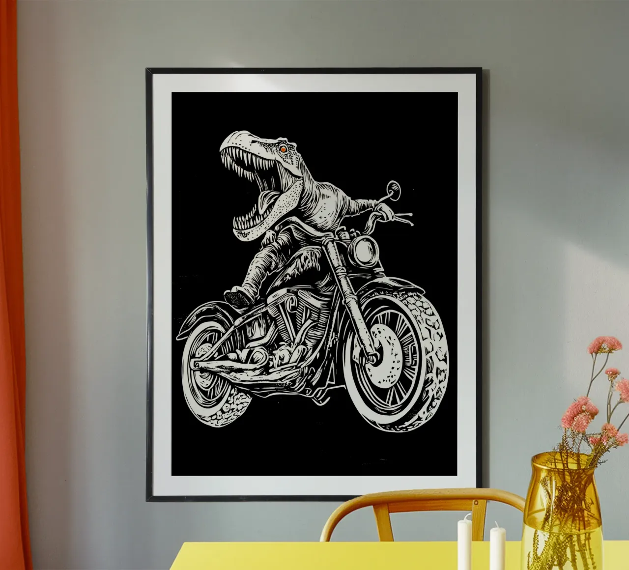 Biker T-Rex en Harley | Jurassic Easy Rider poster de Autofocus
