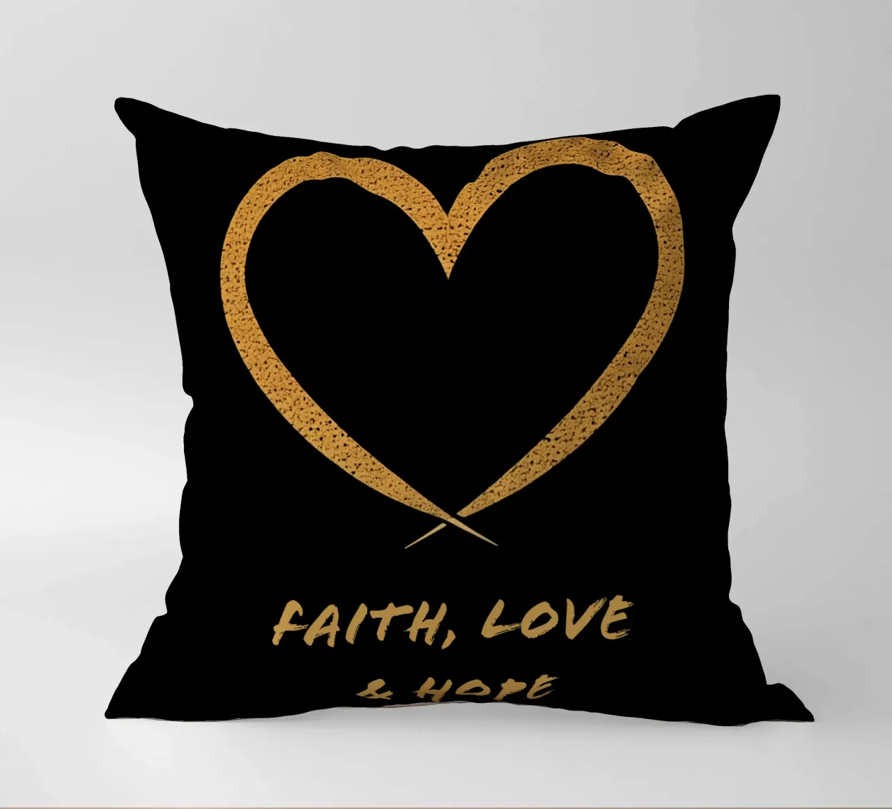 Cuore d'oro fede-amore-speranza e calligrafia cuscino da Autofocus