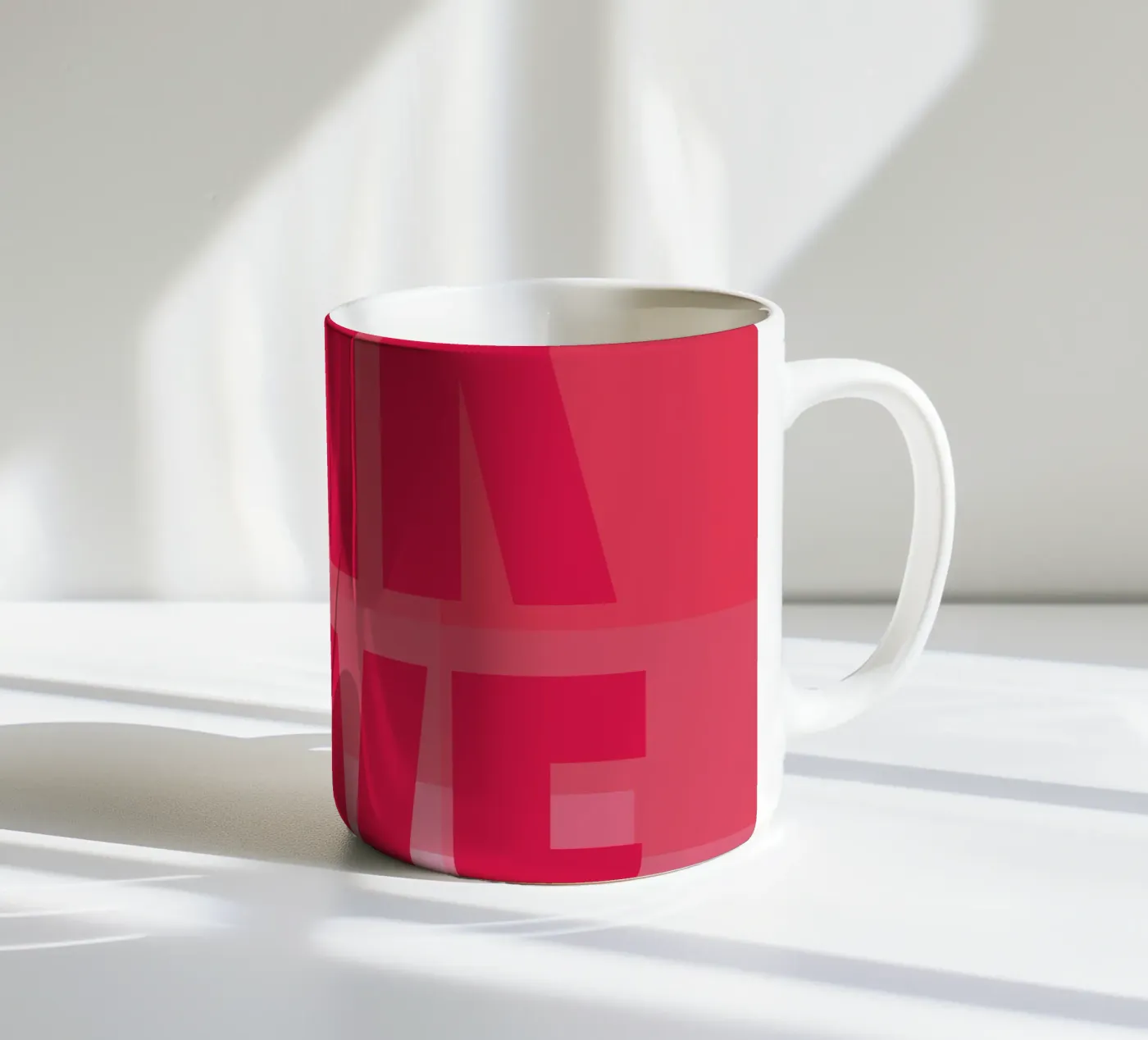 Pink rectangles ceramic mug by HI! there