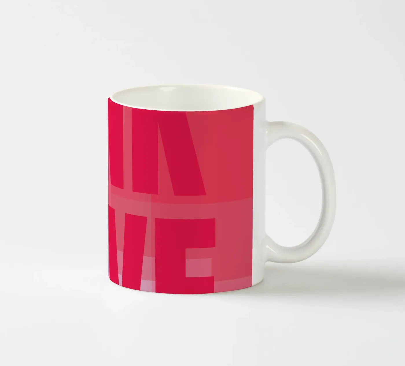 Pink rectangles ceramic mug by HI! there