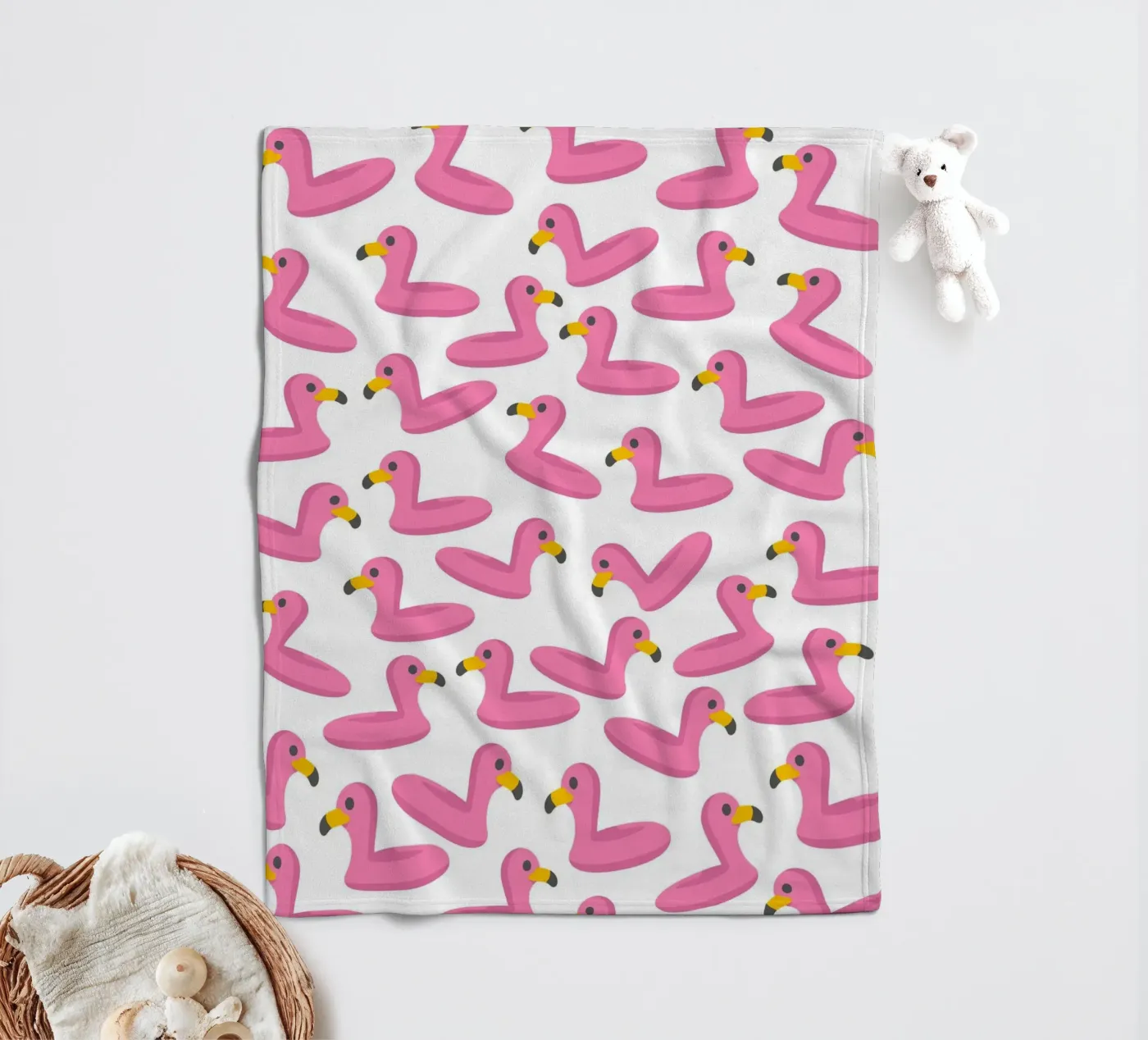Flamingo summer pattern fleecedeken van Happypatterns