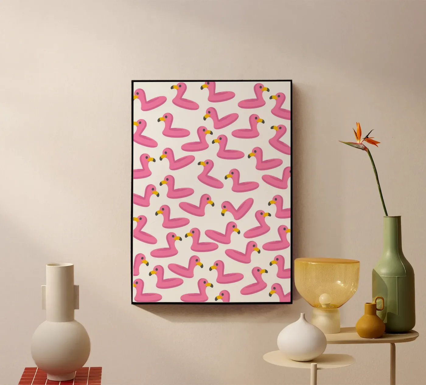 Flamingo summer pattern plexiglass da Happypatterns