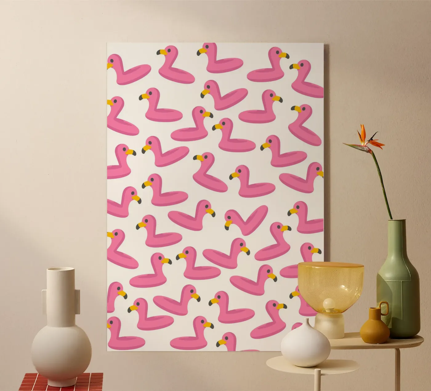 Flamingo summer pattern plexiglass da Happypatterns