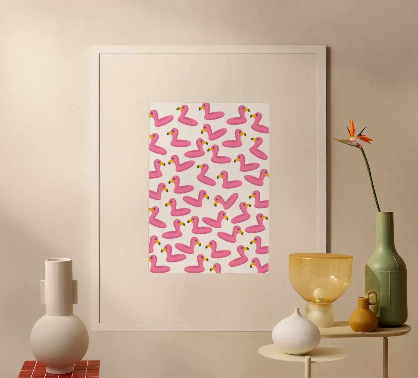 Flamingo summer pattern poster van Happypatterns