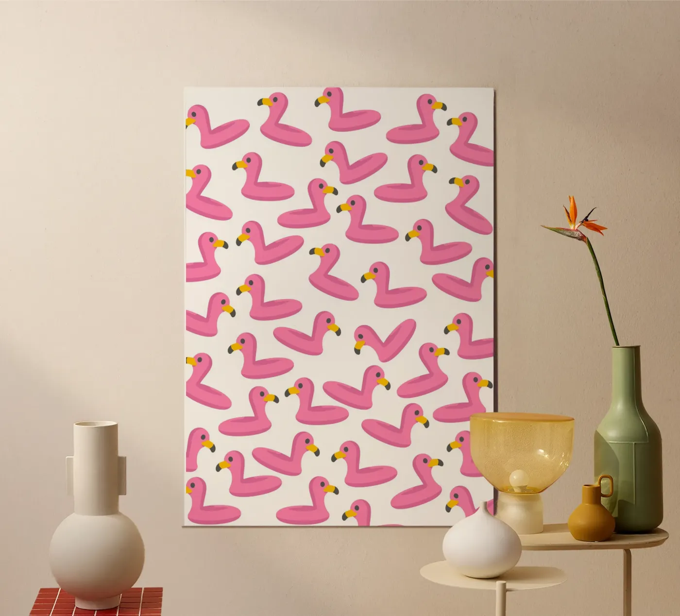 Flamingo summer pattern poster van Happypatterns