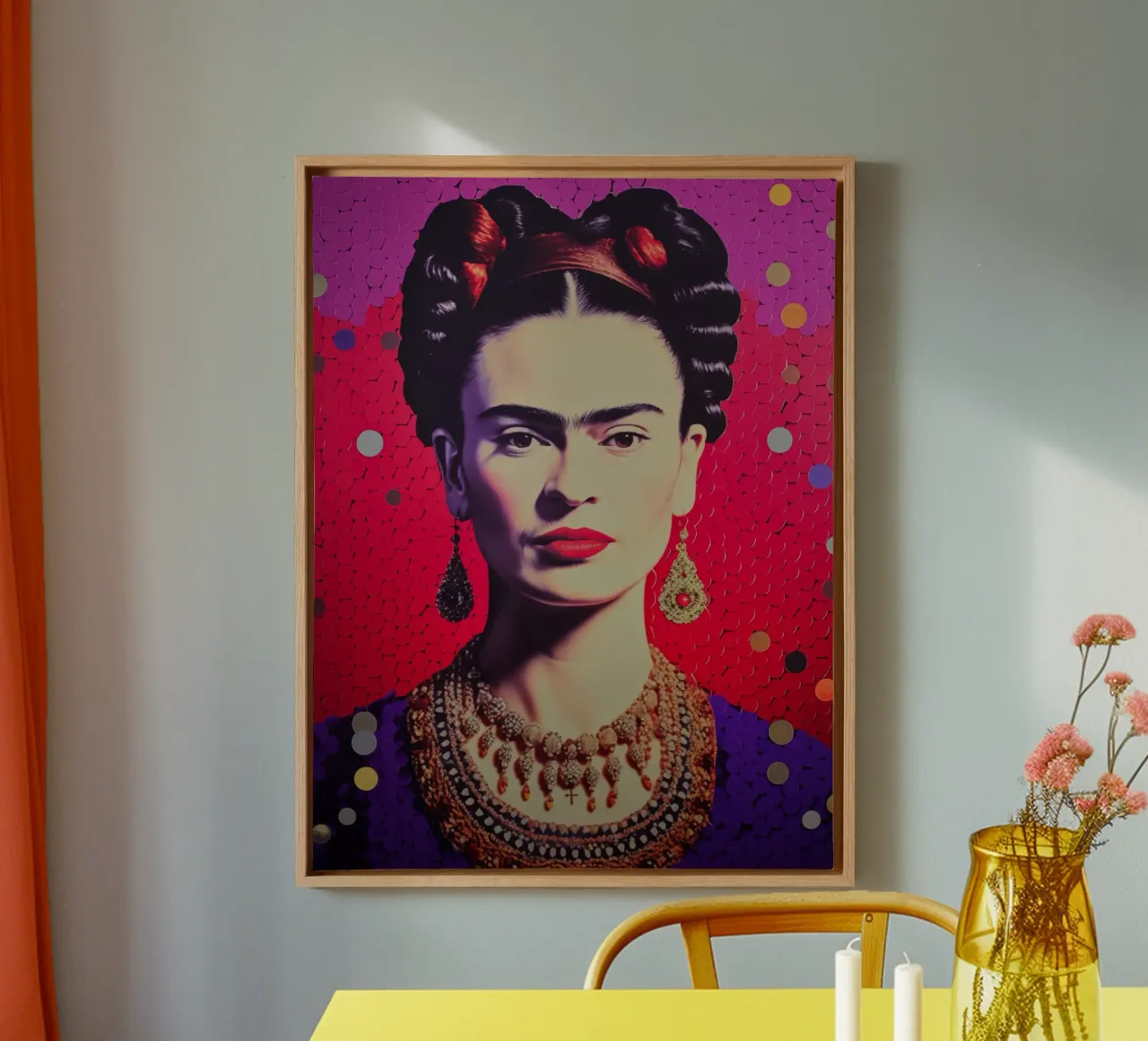Frida Kahlo Dekoratives Polaroid Leinwand mit Schattenfugenrahmen von Autofocus