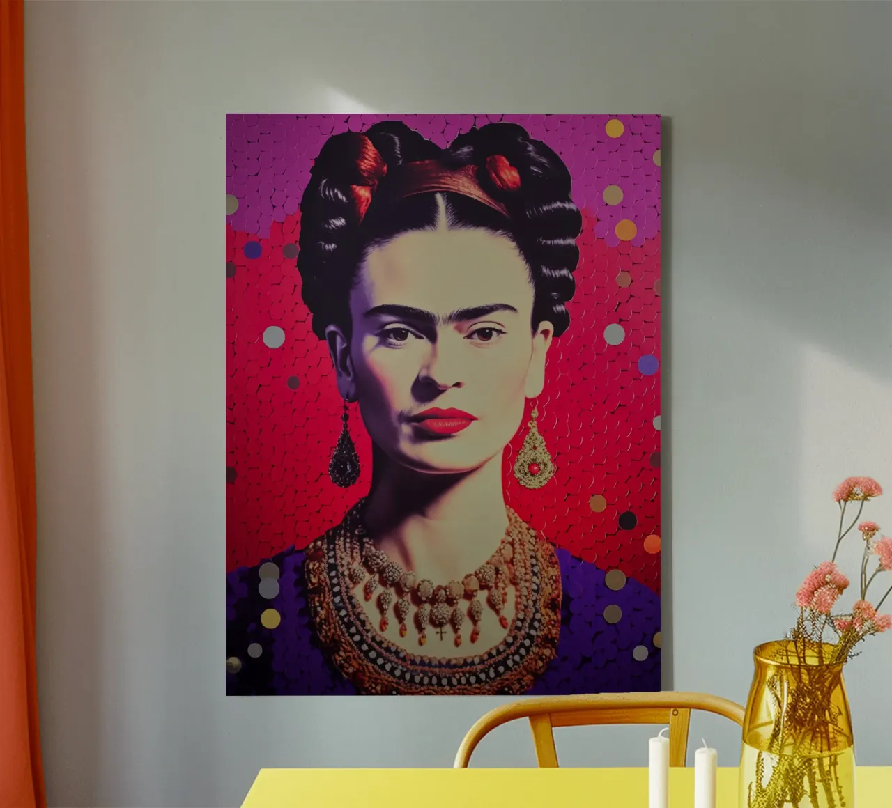 Frida Kahlo Dekoratives Polaroid Leinwand mit Schattenfugenrahmen von Autofocus