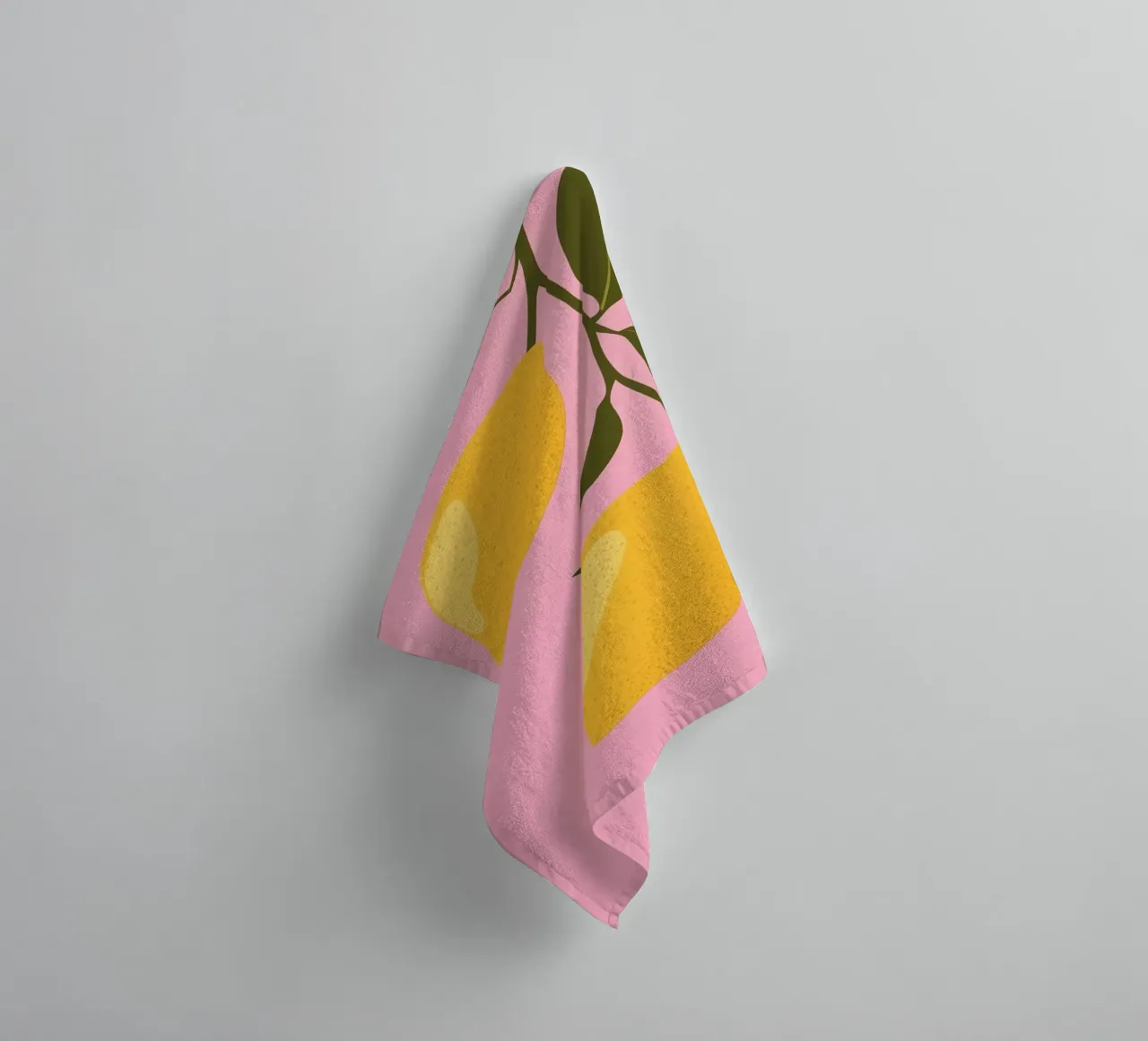 Two Charming Lemons on Pink towel by Autofocus