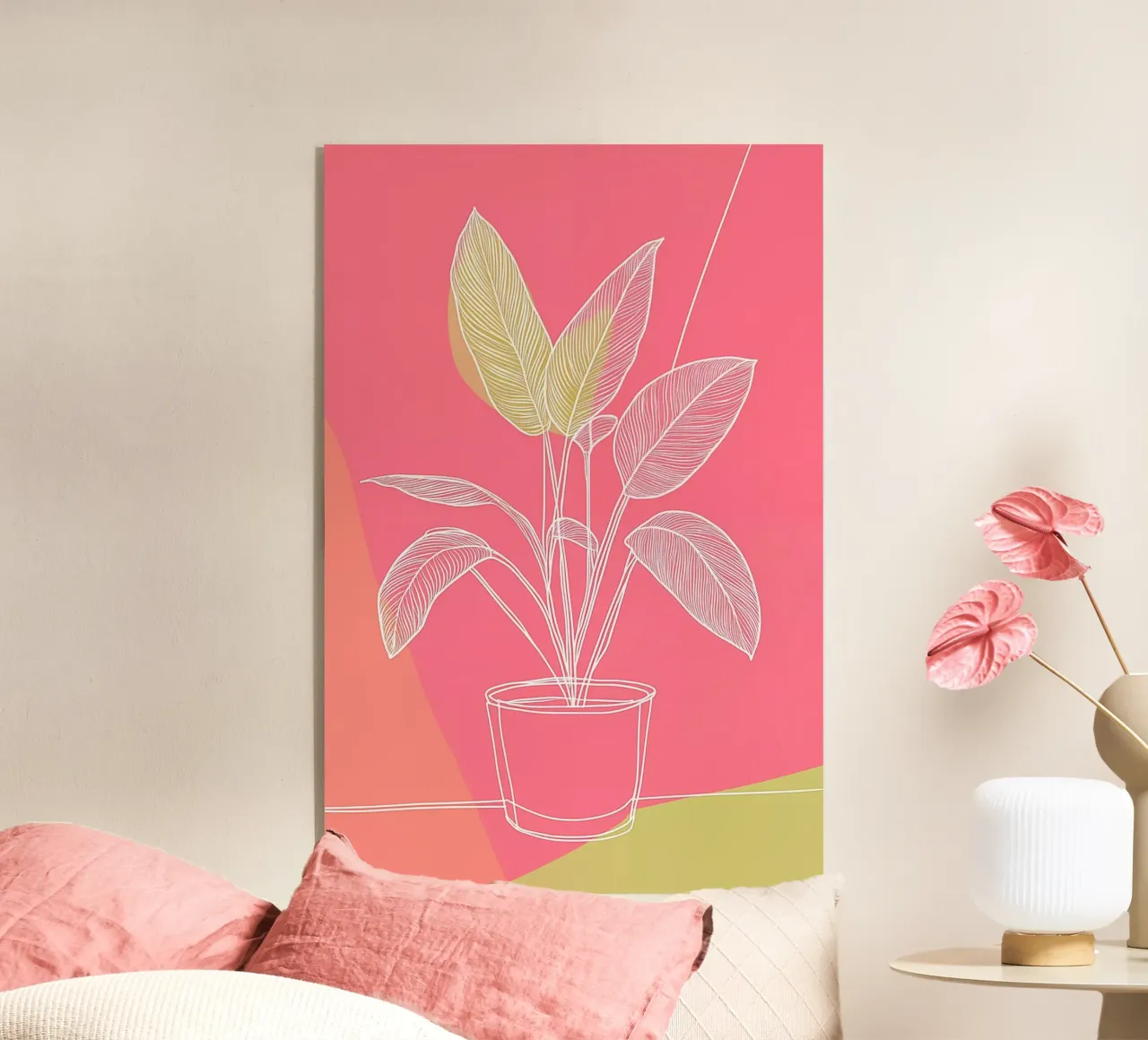 Pianta in vaso minimalista in rosa e oliva plexiglass da Autofocus