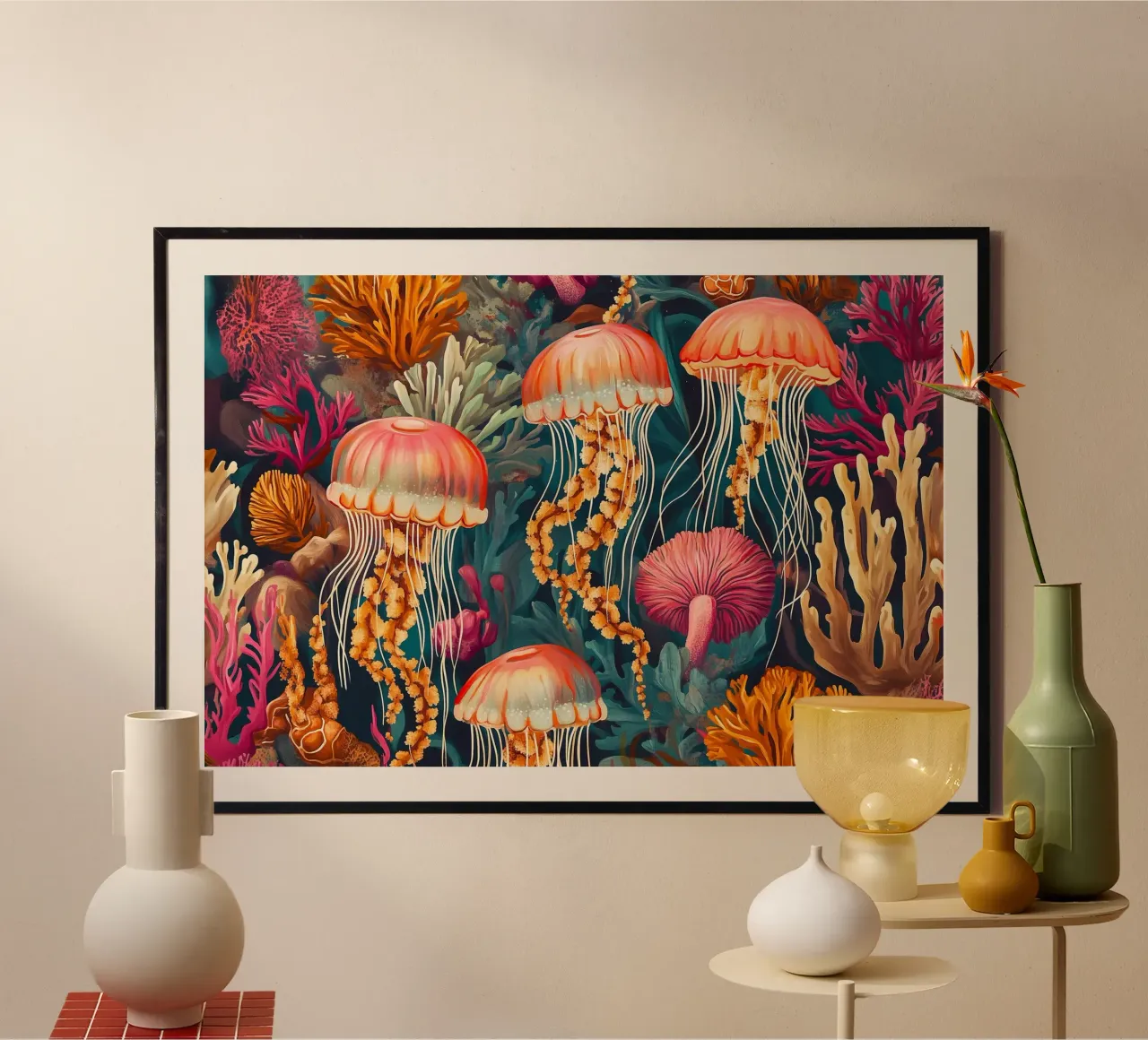 La danza delle meduse poster con telaio in plastica da Carinaprint