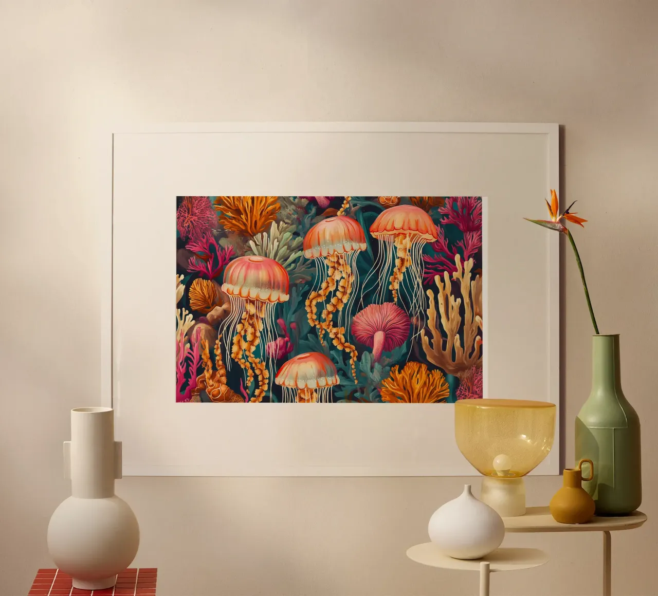 La danza delle meduse poster con telaio in plastica da Carinaprint