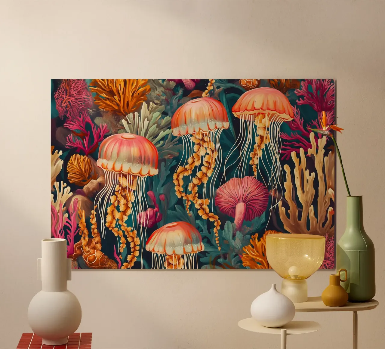 La danza delle meduse poster con telaio in plastica da Carinaprint