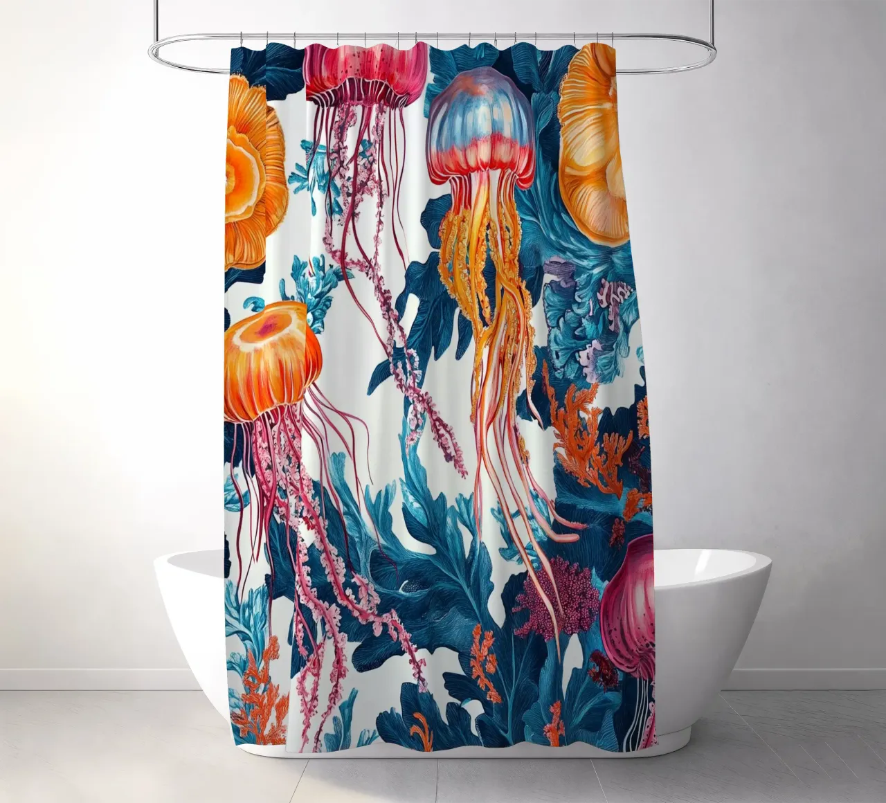 Jellyfish sea melody shower curtain by Carinaprint