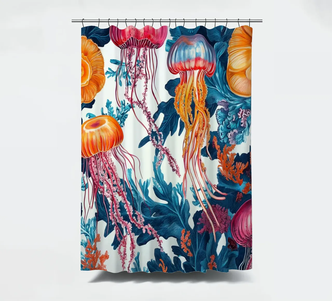 Jellyfish sea melody shower curtain by Carinaprint