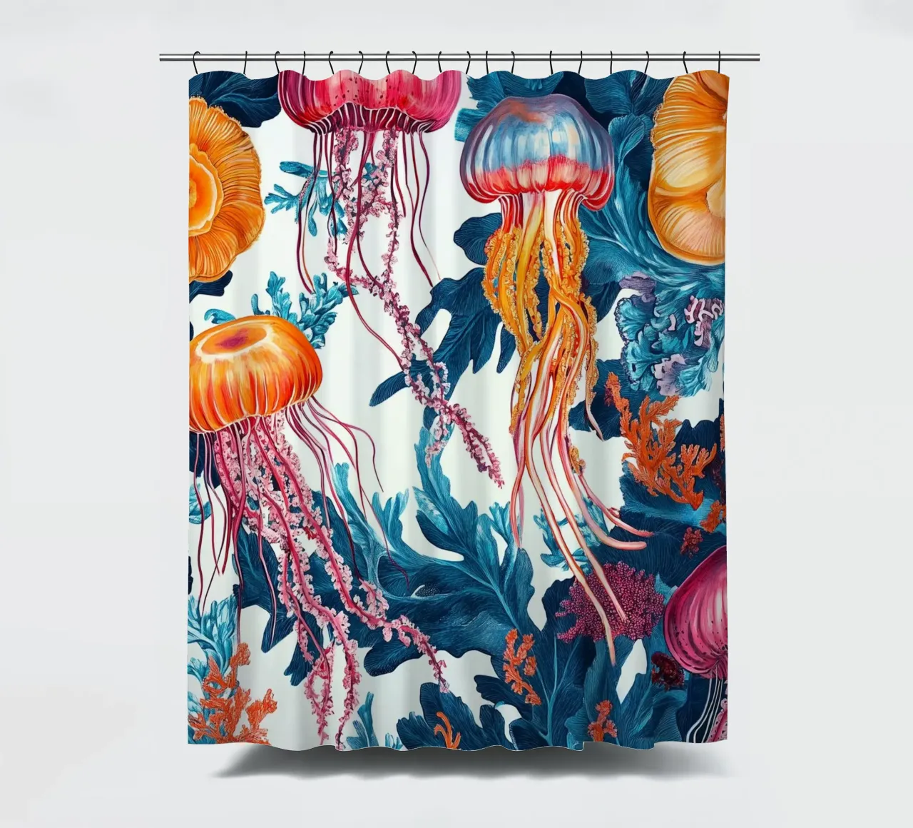 Jellyfish sea melody shower curtain by Carinaprint