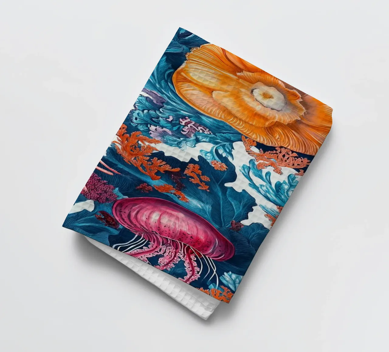 Jellyfish sea melody tea towel by Carinaprint