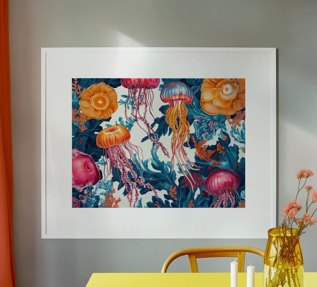 Melodia marina delle meduse poster con telaio in legno da Carinaprint