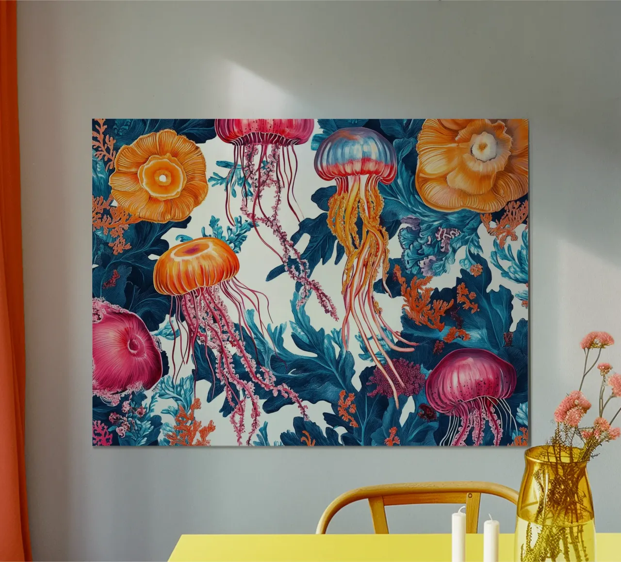 Melodia marina delle meduse poster con telaio in legno da Carinaprint