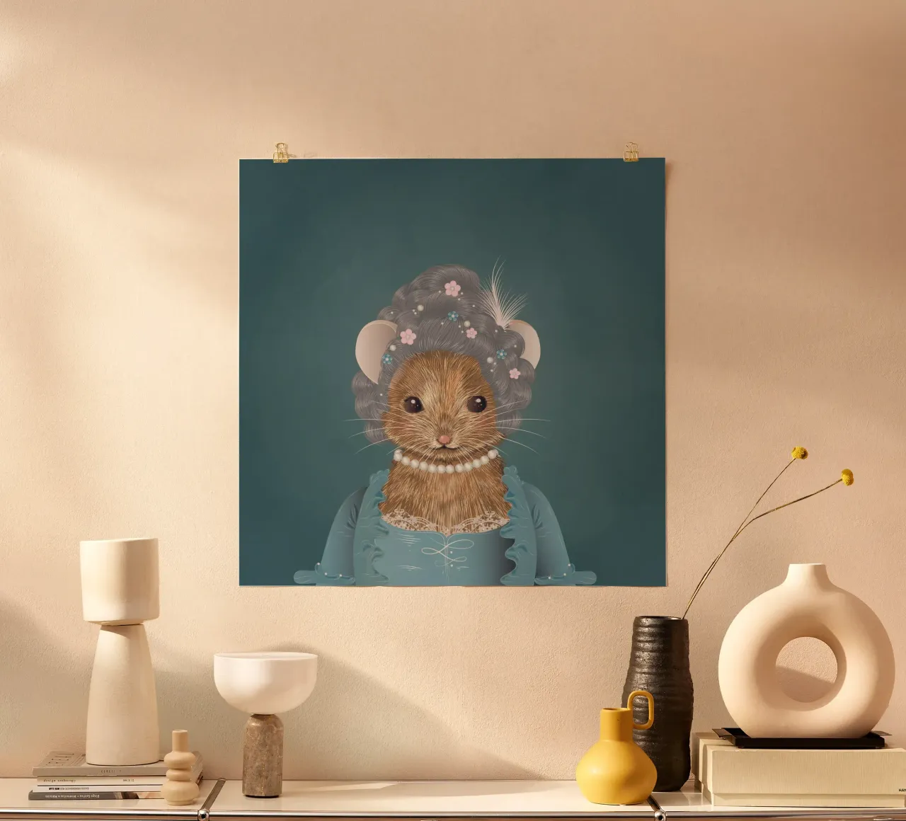 Topo Rococò - Grazia elegante con fascino animale poster con telaio in plastica da kisho art