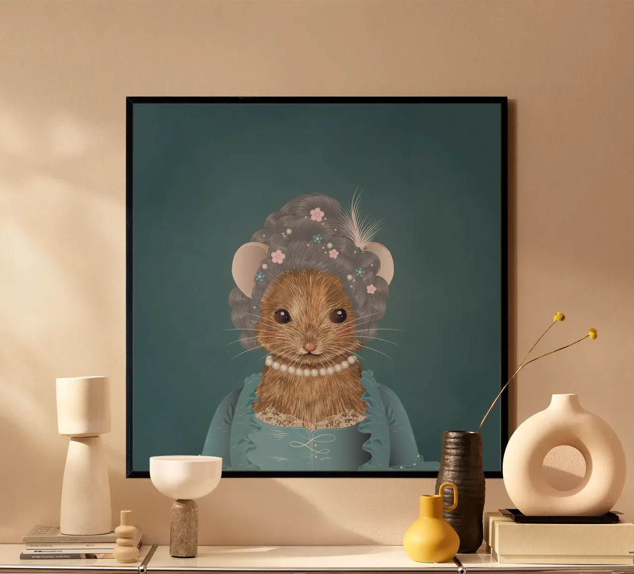 Topo Rococò - Grazia elegante con fascino animale poster con telaio in plastica da kisho art