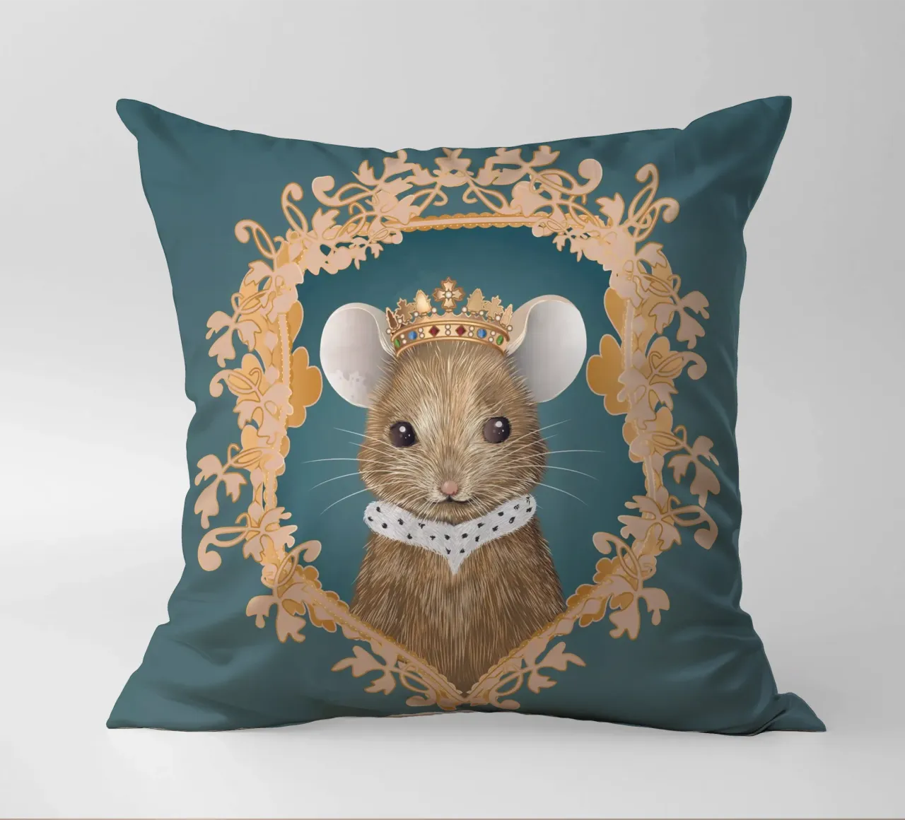 Royal mouse - A majestic and charming motif decorative cushion by kisho art
