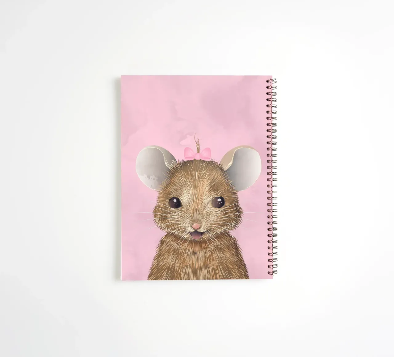 Happy mouse with bow - cute and full of joy spiral notebook by kisho art