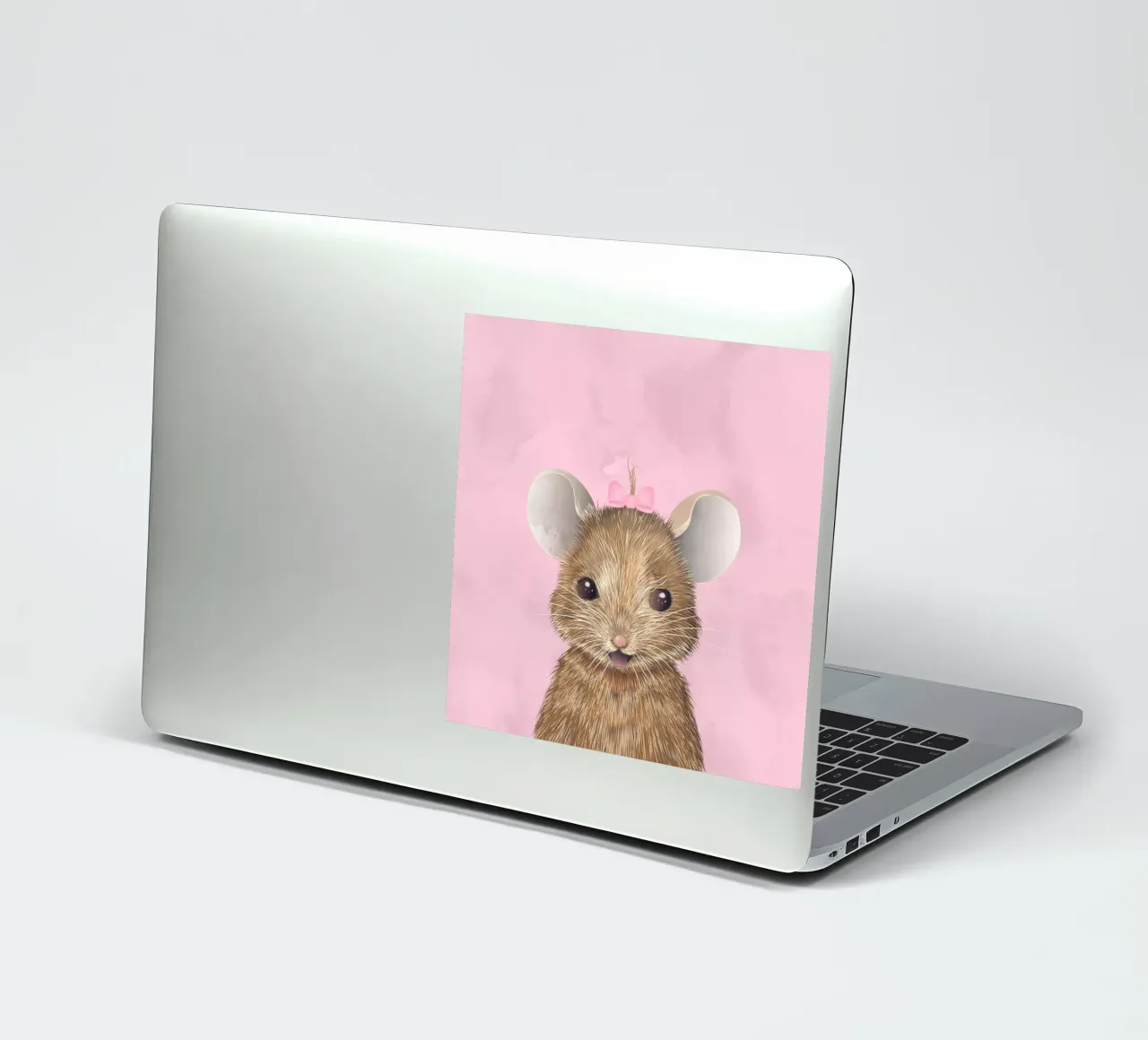 Happy mouse with bow - cute and full of joy sticker by kisho art