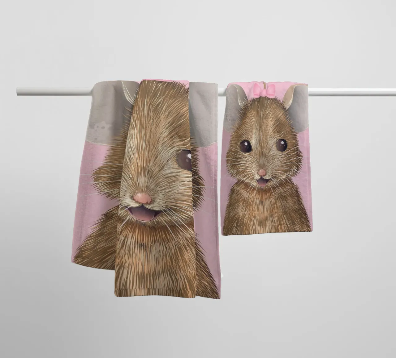 Happy mouse with bow - cute and full of joy towel by kisho art