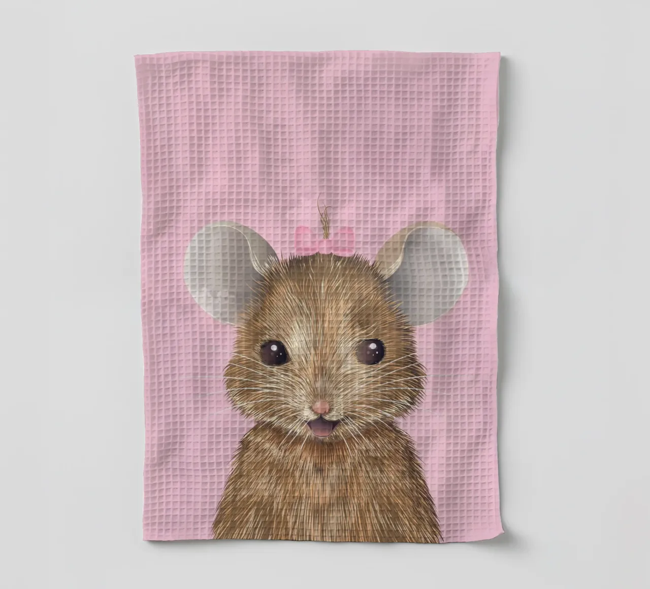 Souris joyeuse avec ruban - Mignonne et pleine de joie torchon de kisho art
