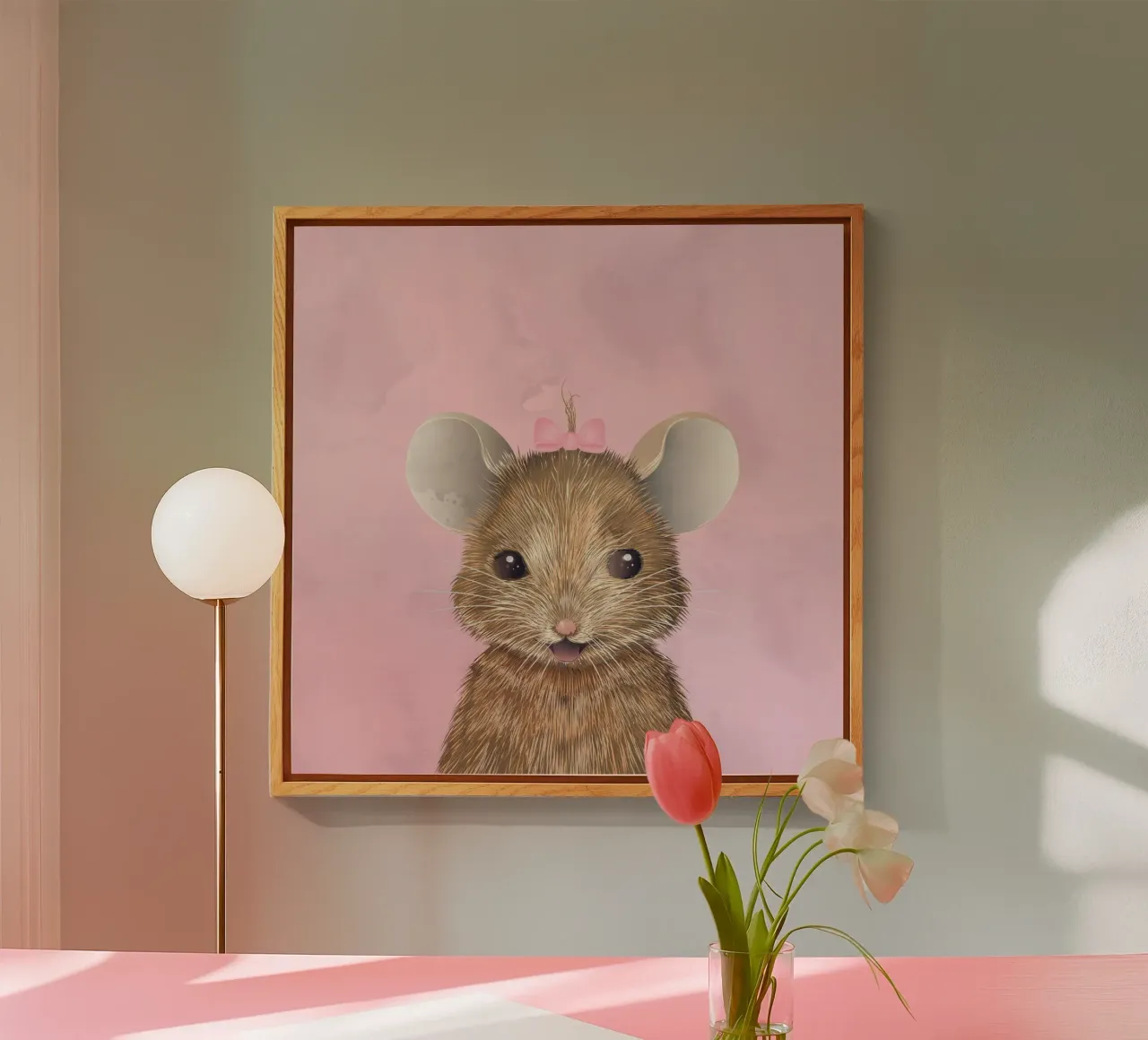 Happy mouse with bow - cute and full of joy acrylic glass by kisho art