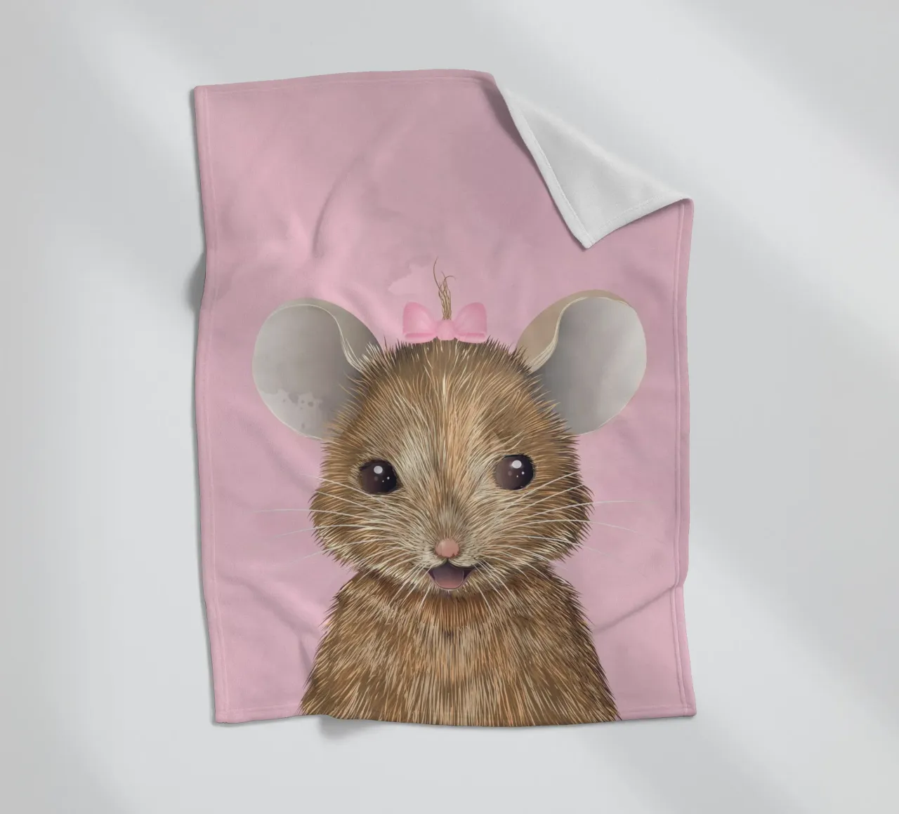 Happy mouse with bow - cute and full of joy fleece blanket by kisho art