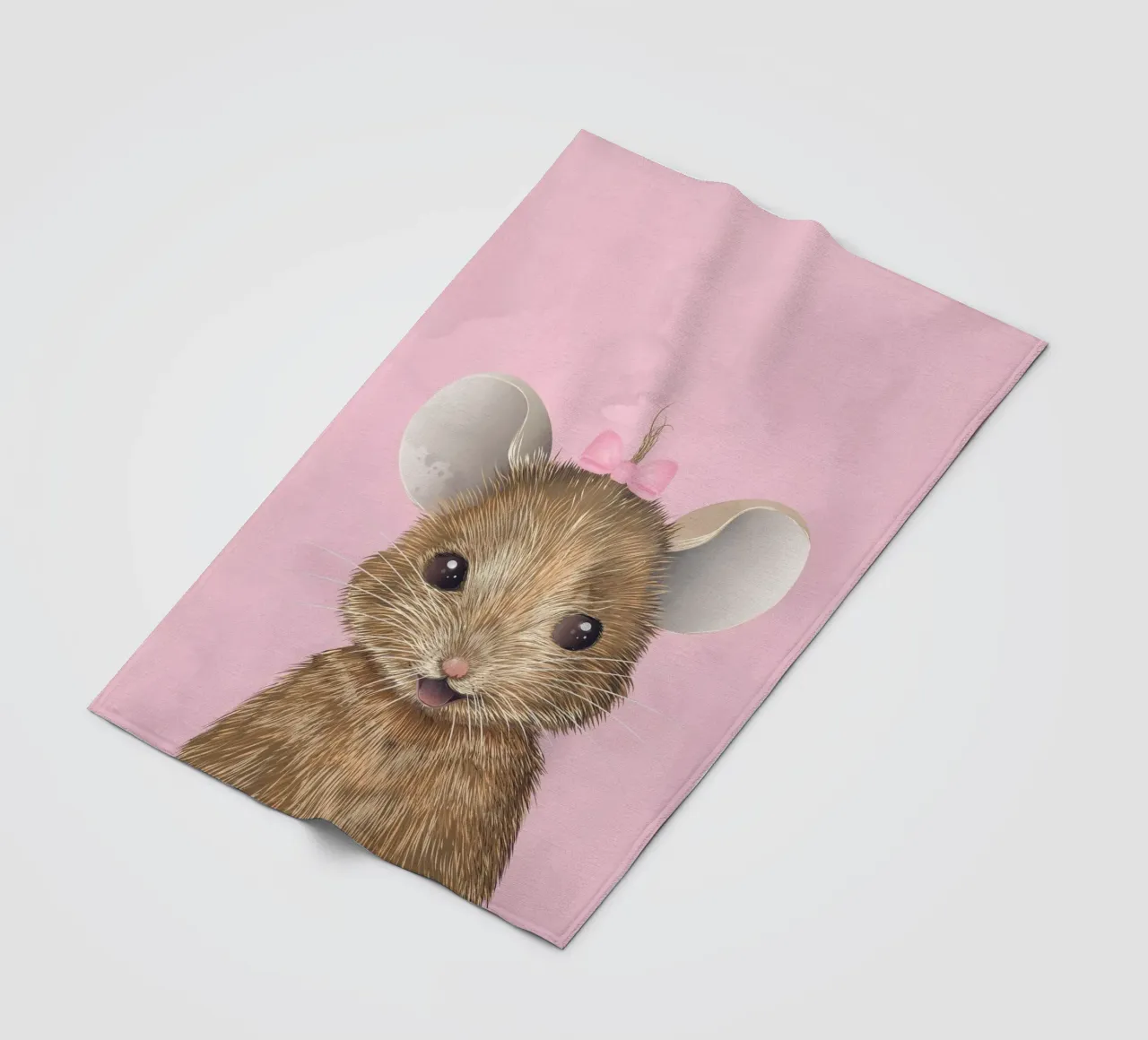 Happy mouse with bow - cute and full of joy fleece blanket by kisho art