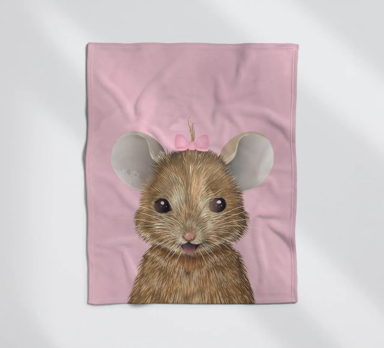 Happy mouse with bow - cute and full of joy fleece blanket by kisho art
