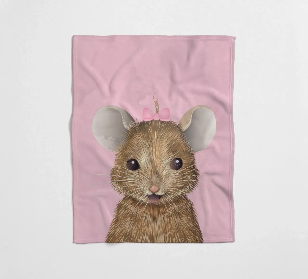 Happy mouse with bow - cute and full of joy fleece blanket by kisho art
