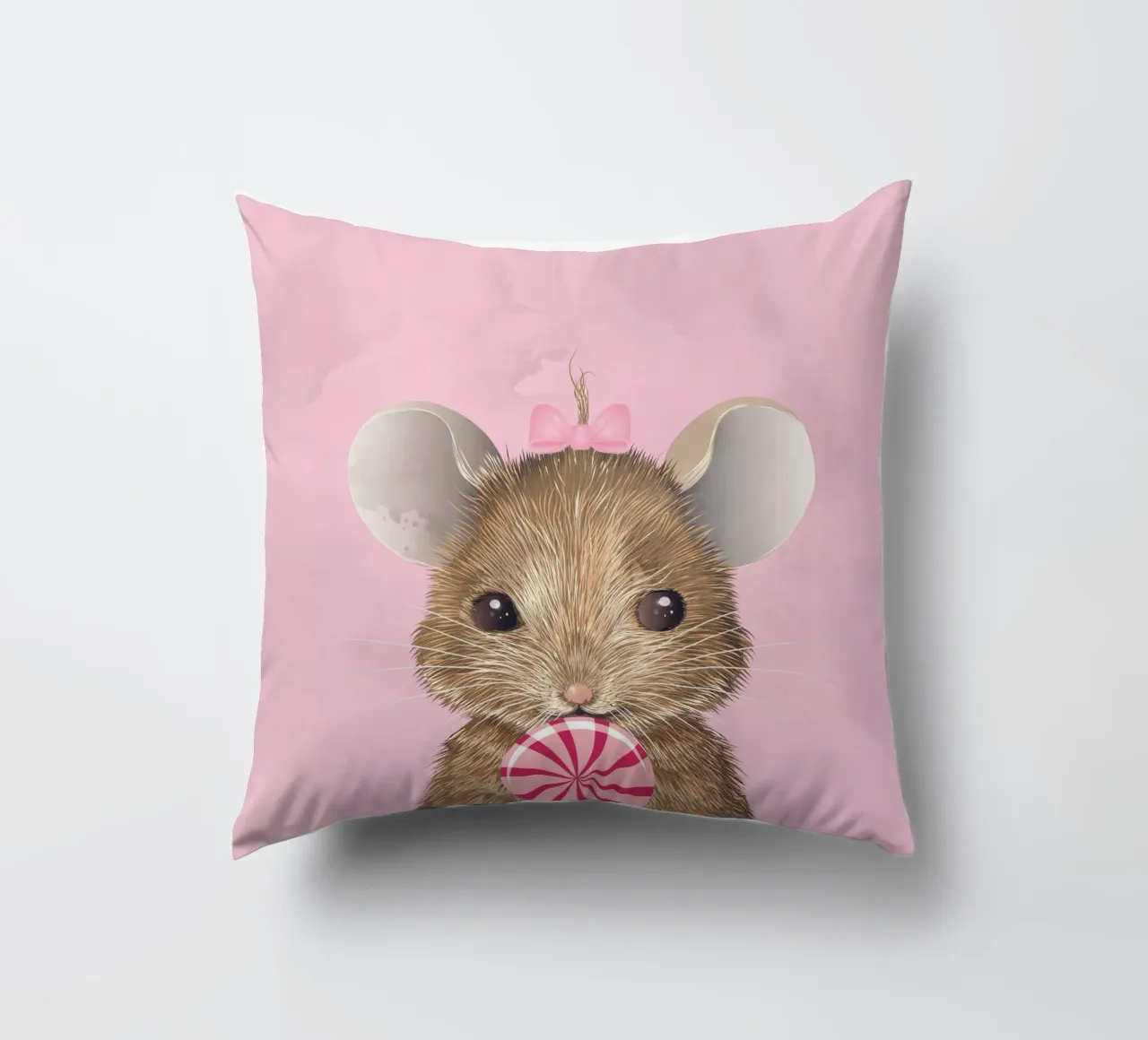Douce souris avec sucette - Charmante et enjouée coussin de kisho art