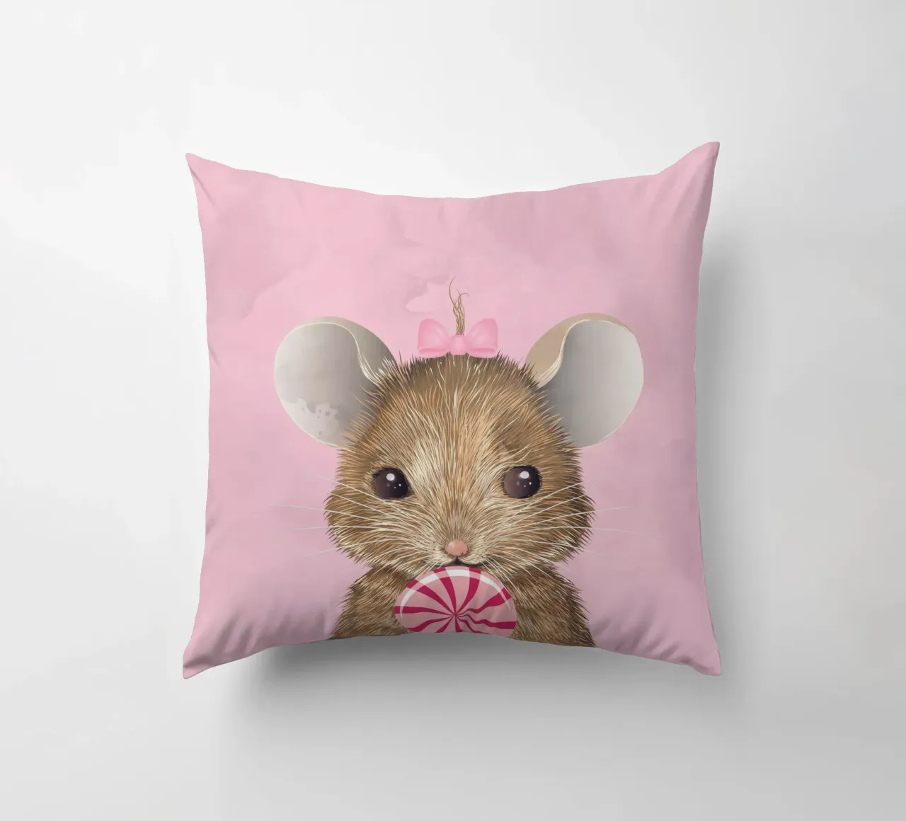 Douce souris avec sucette - Charmante et enjouée coussin de kisho art