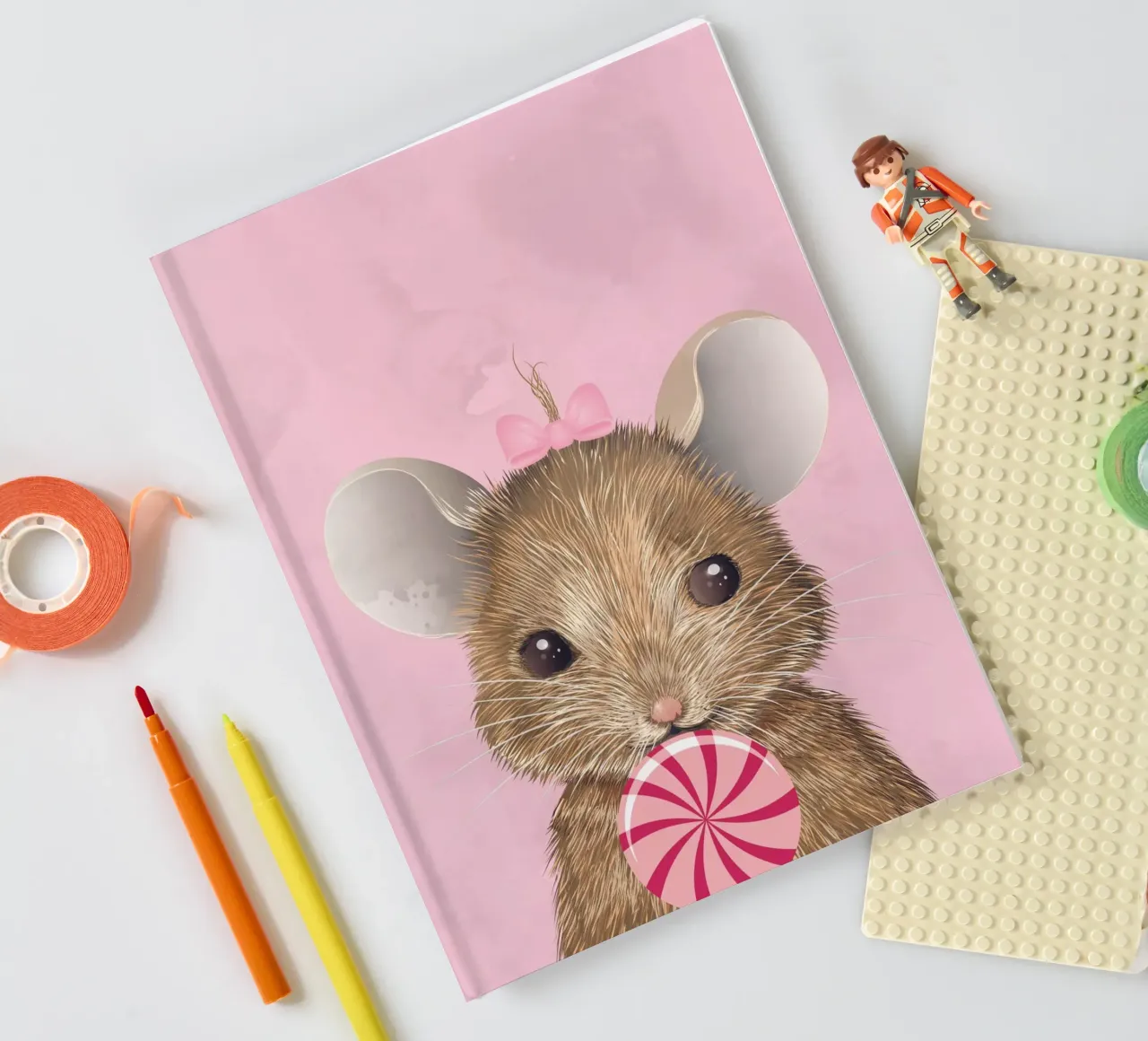 Cute mouse with lollipop - charming and playful notebook by kisho art