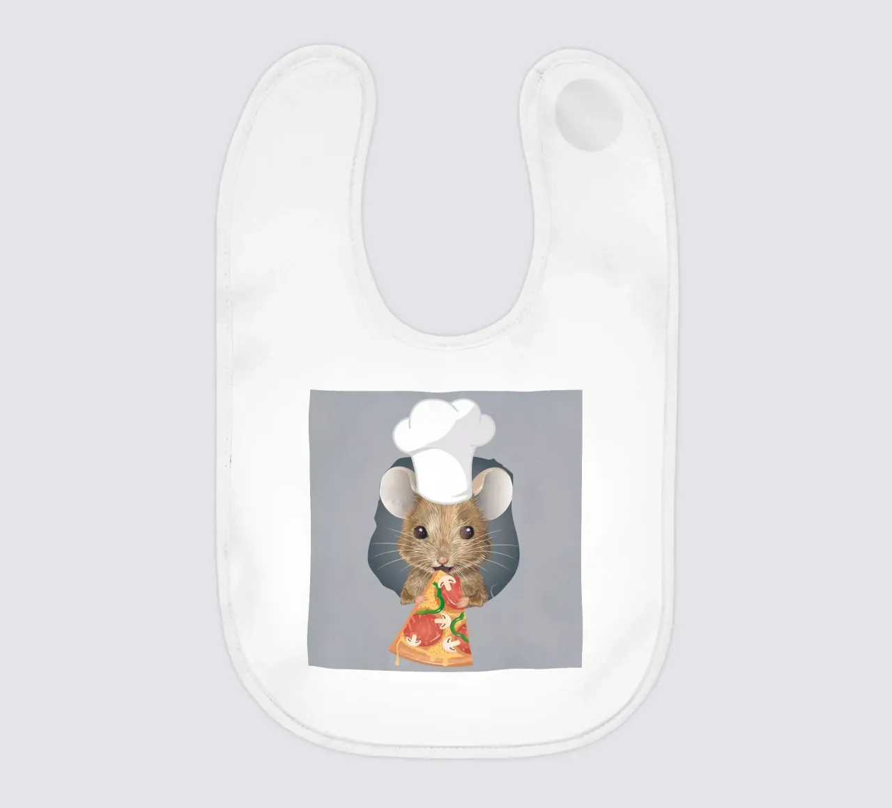 Pizza-loving mouse - funny and delicious at the same time baby bib by kisho art