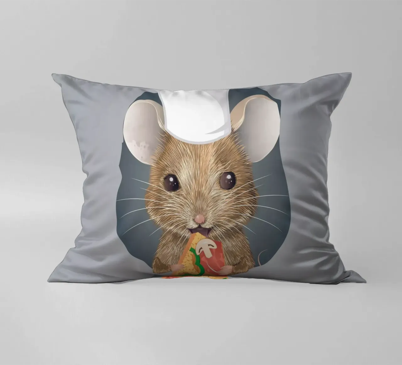 Pizza-loving mouse - funny and delicious at the same time decorative cushion by kisho art
