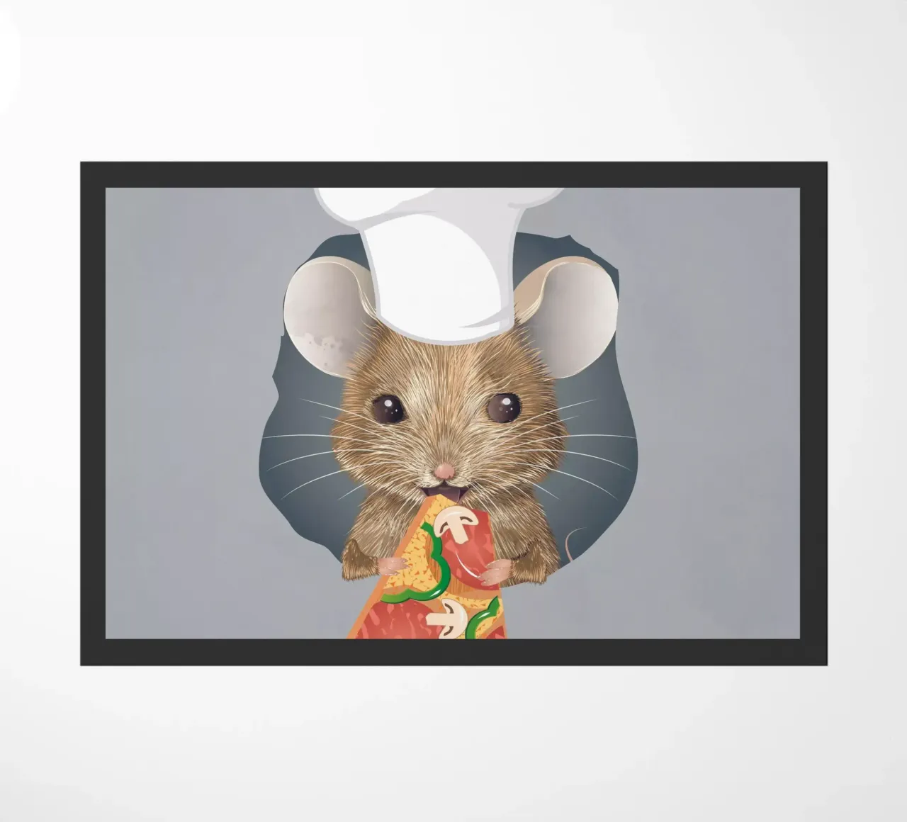 Pizza-loving mouse - funny and delicious at the same time doormat by kisho art