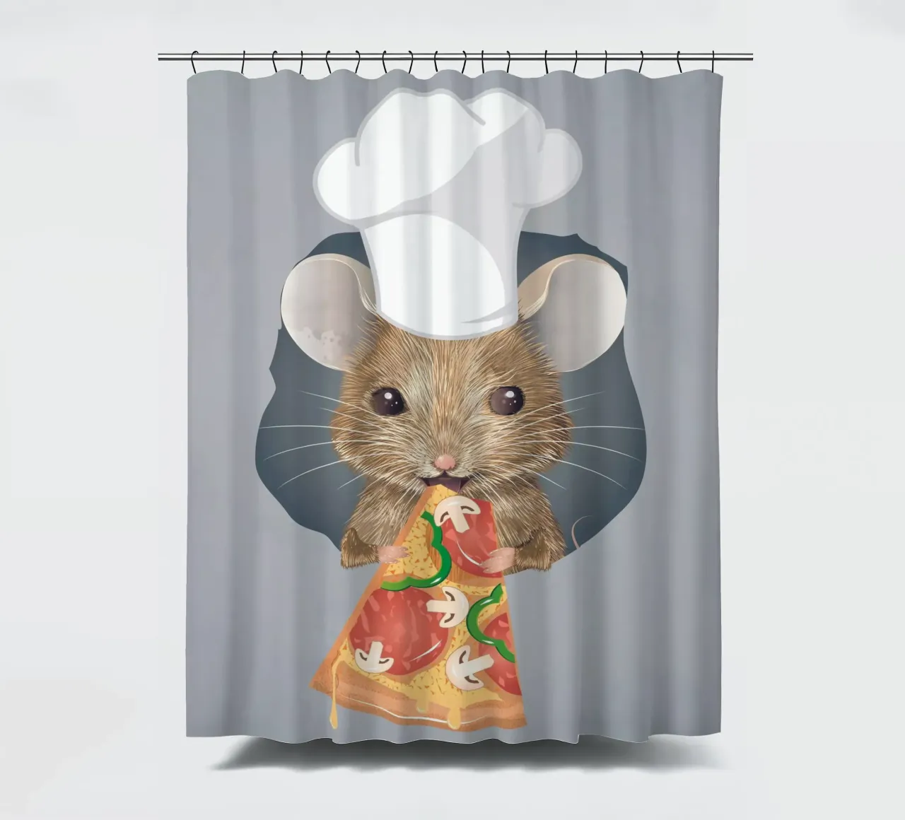 Pizza-loving mouse - funny and delicious at the same time shower curtain by kisho art