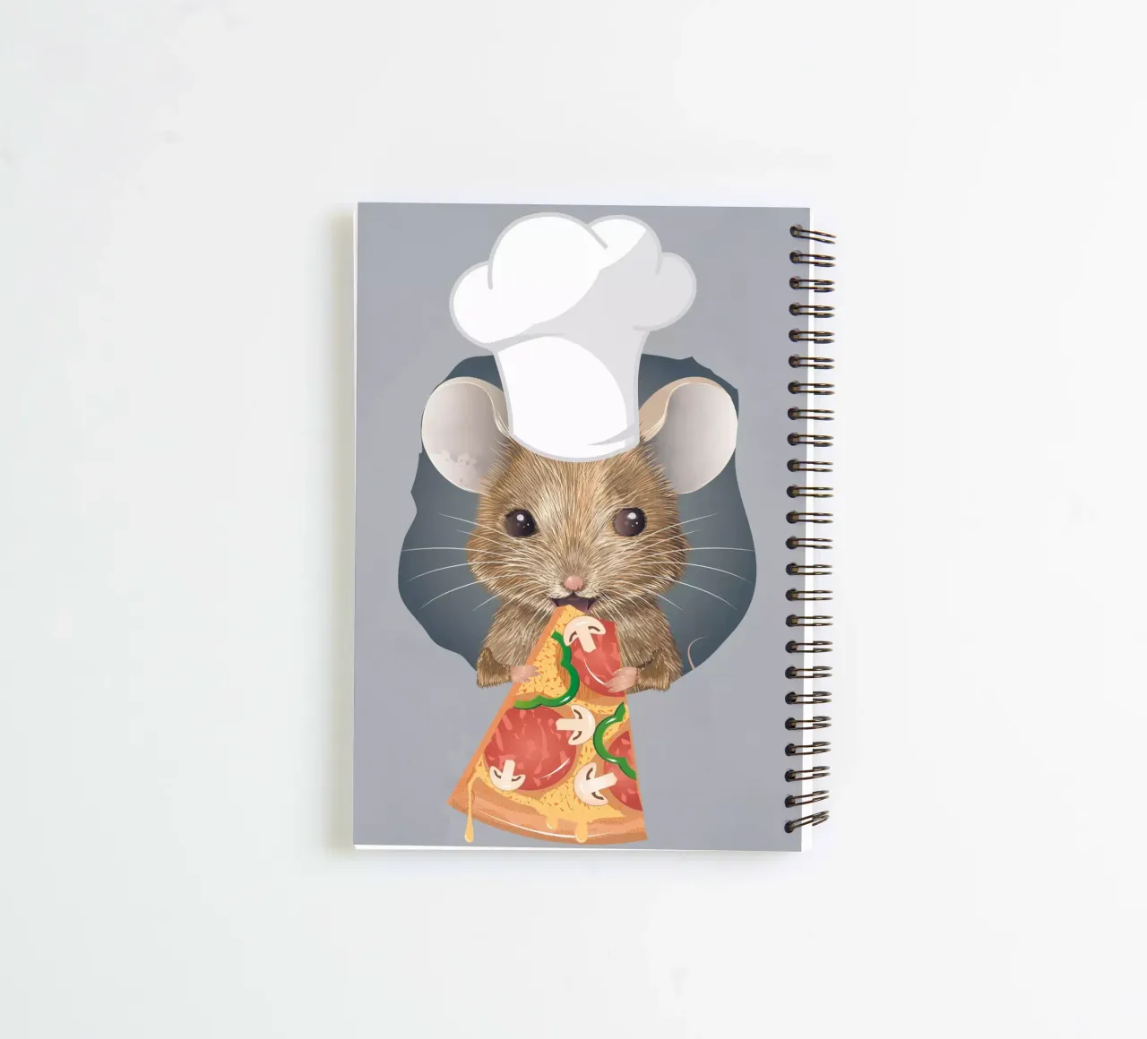 Pizza-loving mouse - funny and delicious at the same time spiral notebook by kisho art