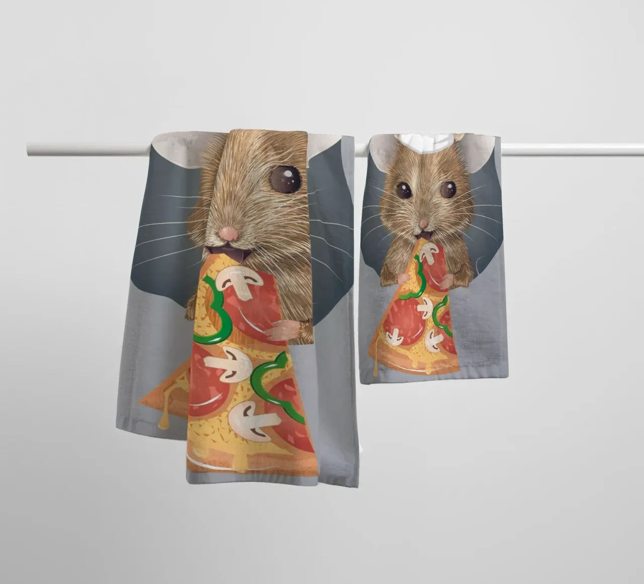 Pizza-loving mouse - funny and delicious at the same time towel by kisho art