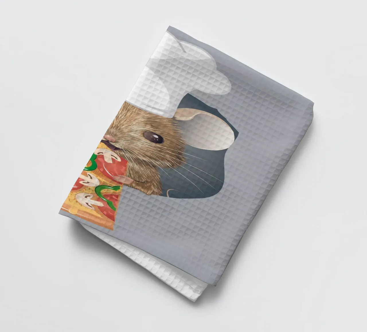 Pizza-loving mouse - funny and delicious at the same time tea towel by kisho art