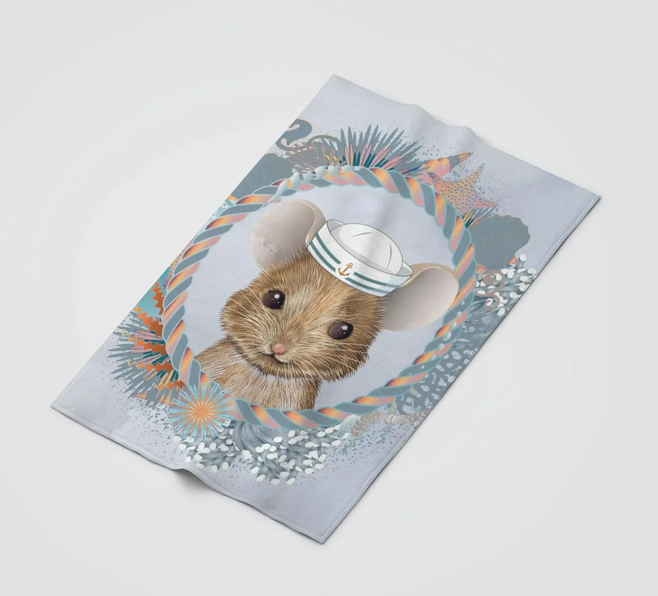 Sailor Mouse - Adventurous and cute fleece blanket by kisho art