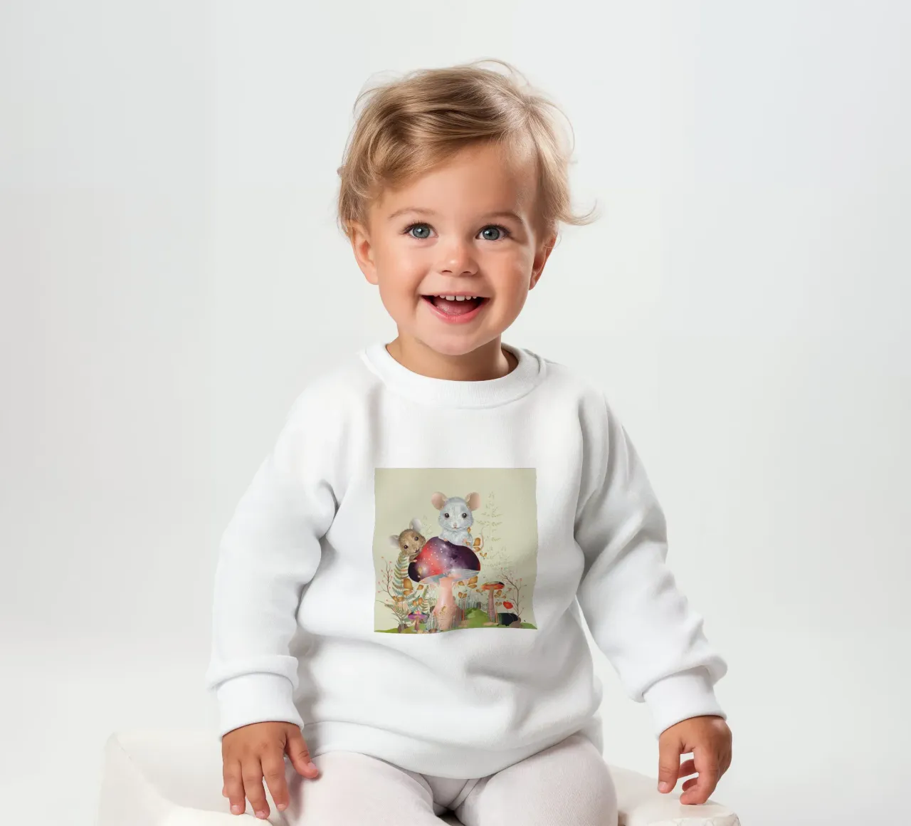 Mice in the enchanted forest - imaginative and playful baby sweatshirt by kisho art
