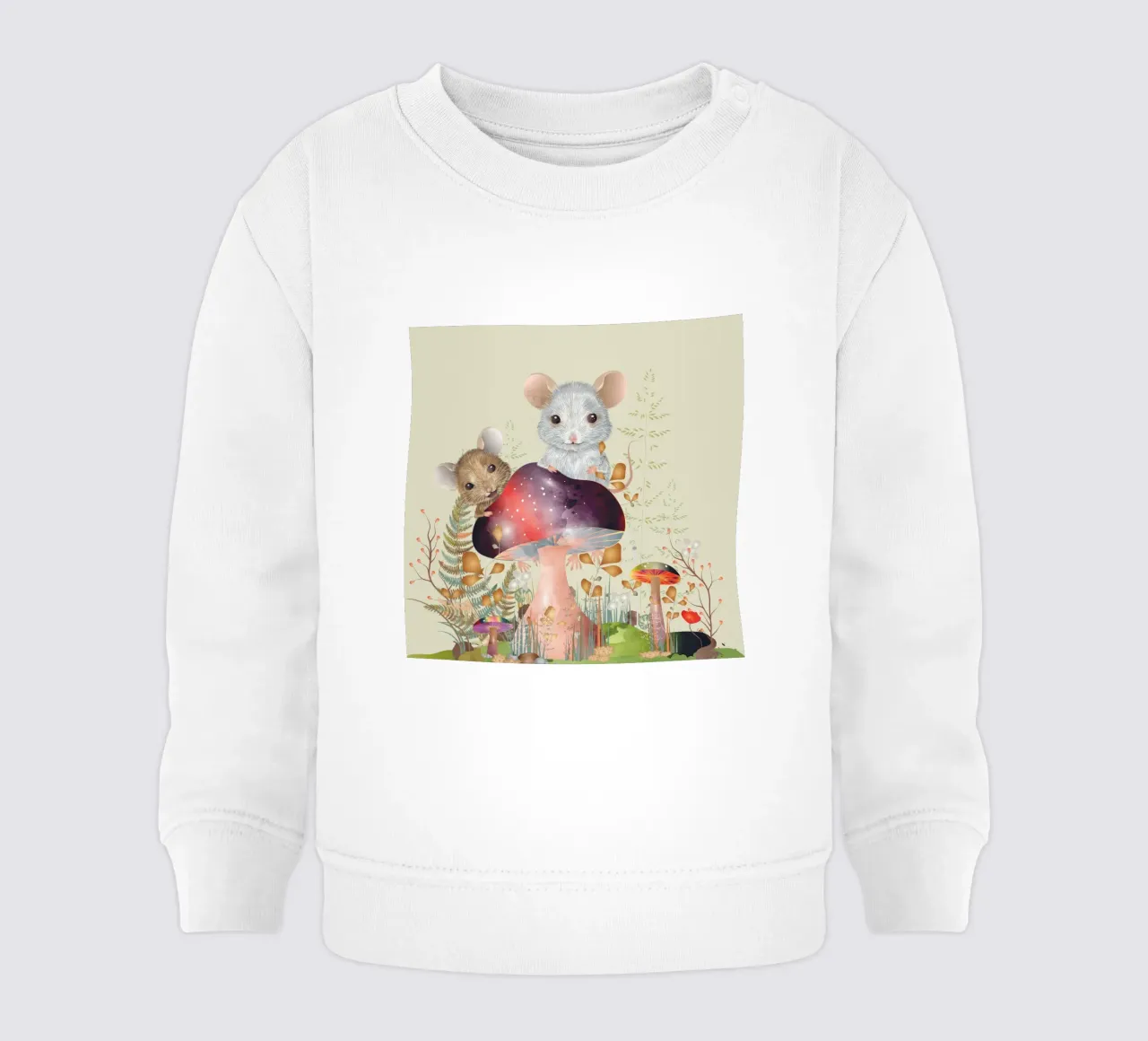 Mice in the enchanted forest - imaginative and playful baby sweatshirt by kisho art