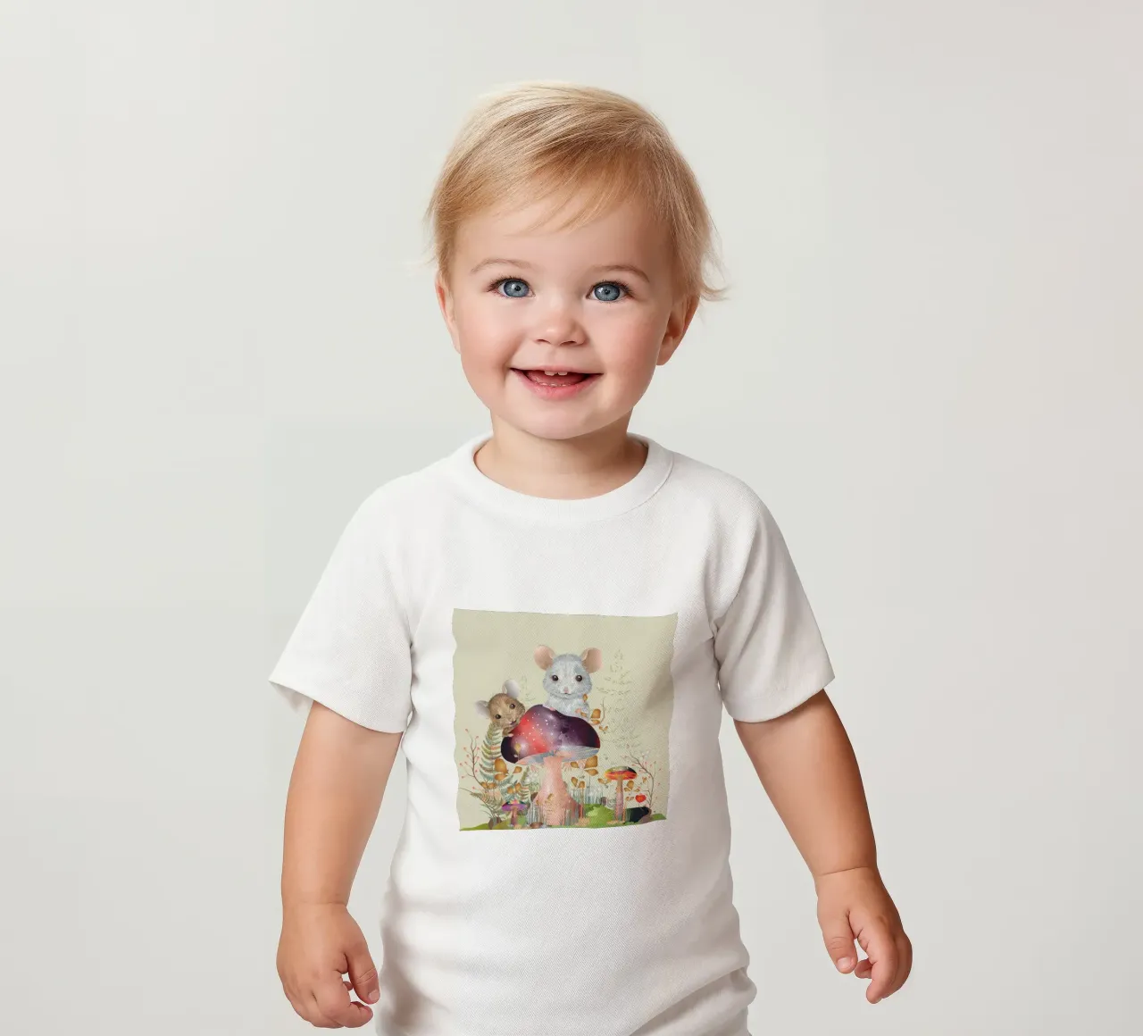 Mice in the enchanted forest - imaginative and playful baby t-shirt by kisho art